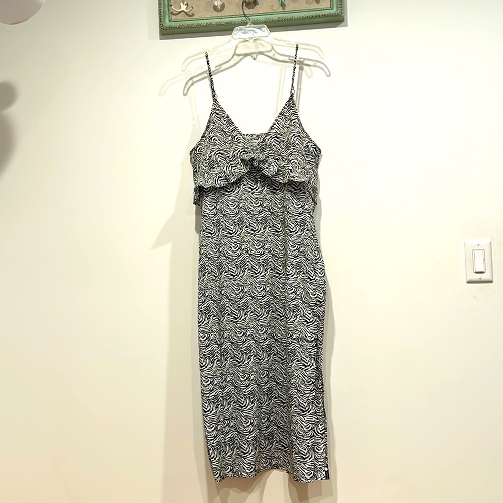 One teaspoon zebra black and white midi INTERFERENCE SLIP DRESs women’s medium